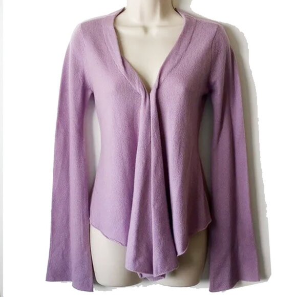 Nordstrom Sweaters - NWT Nordstrom 100% Cashmere Bell-Sleeve Drape Front Cardigan S Purple